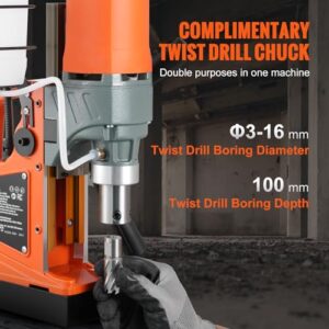 VEVOR Magnetic Drill, 1300W 1.6" Boring Diameter, 2922lbf/13000N 810 RPM Portable Electric Mag Drill Press, Drilling Machine for any Surface Home Improvement Industry Railway