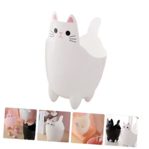 ABOOFAN Cat Shaped Trash Can Desktop Garbage Can Tiny Trash Cartoon Trash Can Cat Trash Storage Can Desk Bin Car Garbage Can Desk Trash Can Mini Storage Bucket White Pen Holder Office Pp