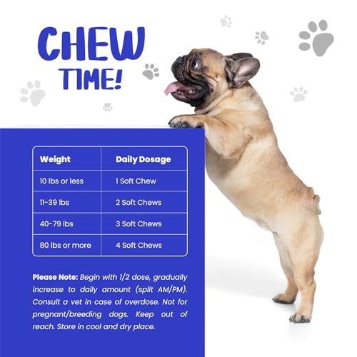 Dog Hip And Joint Chews With MSM, Glucosamine, Chondroitin, Advanced Joint Supplement & Mobility Bites For Dogs To Help W/Arthiritis Pain, For Healthy Bones, Grain-Free, Chicken Flavor, 120 Soft Chews