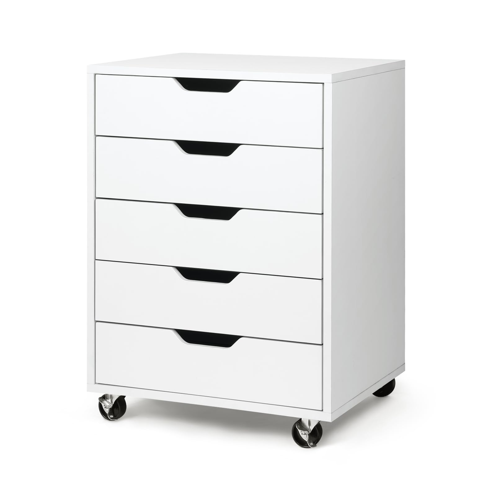 TUSY 5-Drawer Organizer, Tall Chest of Drawers with Caster Wheels, Alex Drawers File for Home Office, White