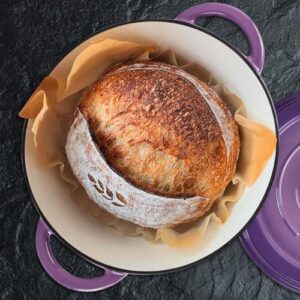 AILIBOO 6 QT Enameled Dutch Oven Pot with Lid-Dual Handles-Oven Safe up to 500° F or on Stovetop Use to Marinate, Cook, Bake, Refrigerate and Serve-Purple Dutch Oven 6 Quart