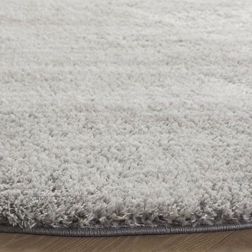 SAFAVIEH Jasmine Shag Collection Area Rug - 8' x 10', Light Grey & Ivory, Modern Design, Ideal for High Traffic Areas in Living Room, Bedroom & Dining Room (JSM100F-8)