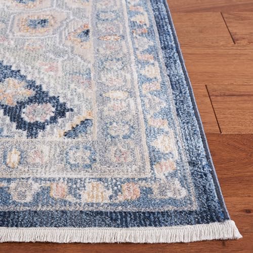 SAFAVIEH Blair Washable Collection Runner Rug - 8' Runner, Grey & Navy, Contemporary Design, Washable & Slip Resistant, Ideal for High Traffic Areas in Hallway, Bathroom & Kitchen (BLR220F-28)