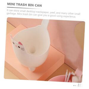 ABOOFAN Cat Shaped Trash Can Desktop Garbage Can Tiny Trash Cartoon Trash Can Cat Trash Storage Can Desk Bin Car Garbage Can Desk Trash Can Mini Storage Bucket White Pen Holder Office Pp