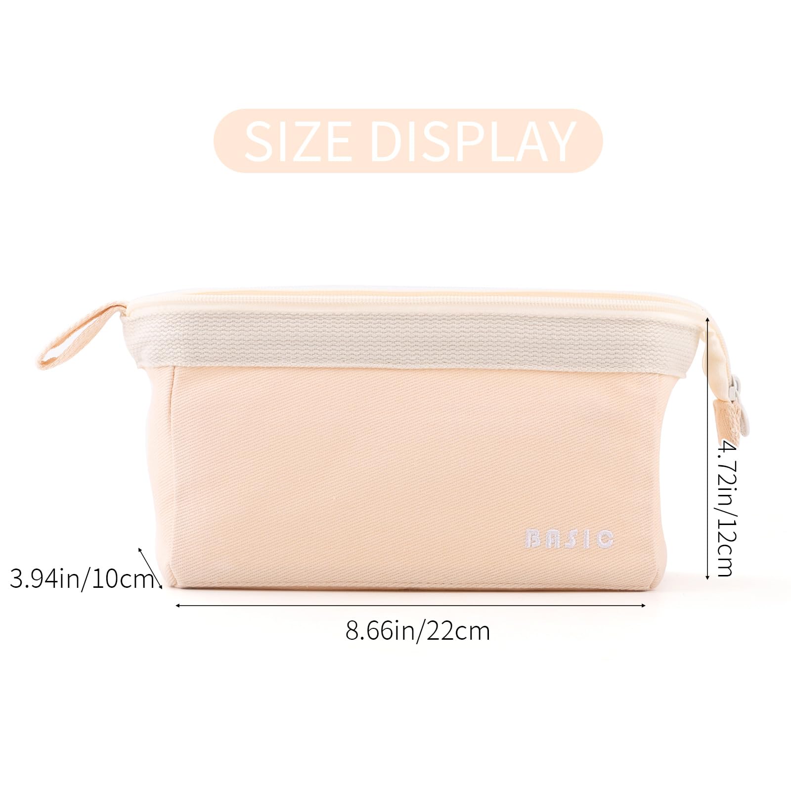 CICIMELON Wide-Open Pencil Case Big Capacity Pencil Pouch Portable Pen Bag School Supplies for Students Boys Girls, Beige