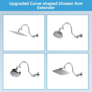 Hibbent All Metal Upgraded 18'' Shower Head Extension Arm, Shower Arm with Flange, Solid Brass Flexible Height & Angle Adjustable Shower Arm Extender with Lock Joint, Universal Connection, Chrome