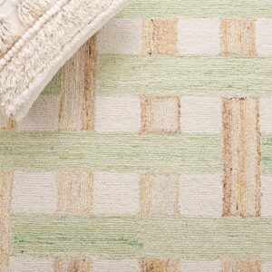 SAFAVIEH Genre Collection Runner Rug - 8' Runner, Green & Ivory, Mid-Century Modern Design, Ideal for High Traffic Areas in Hallway, Bathroom & Kitchen (GRE301Y-28)