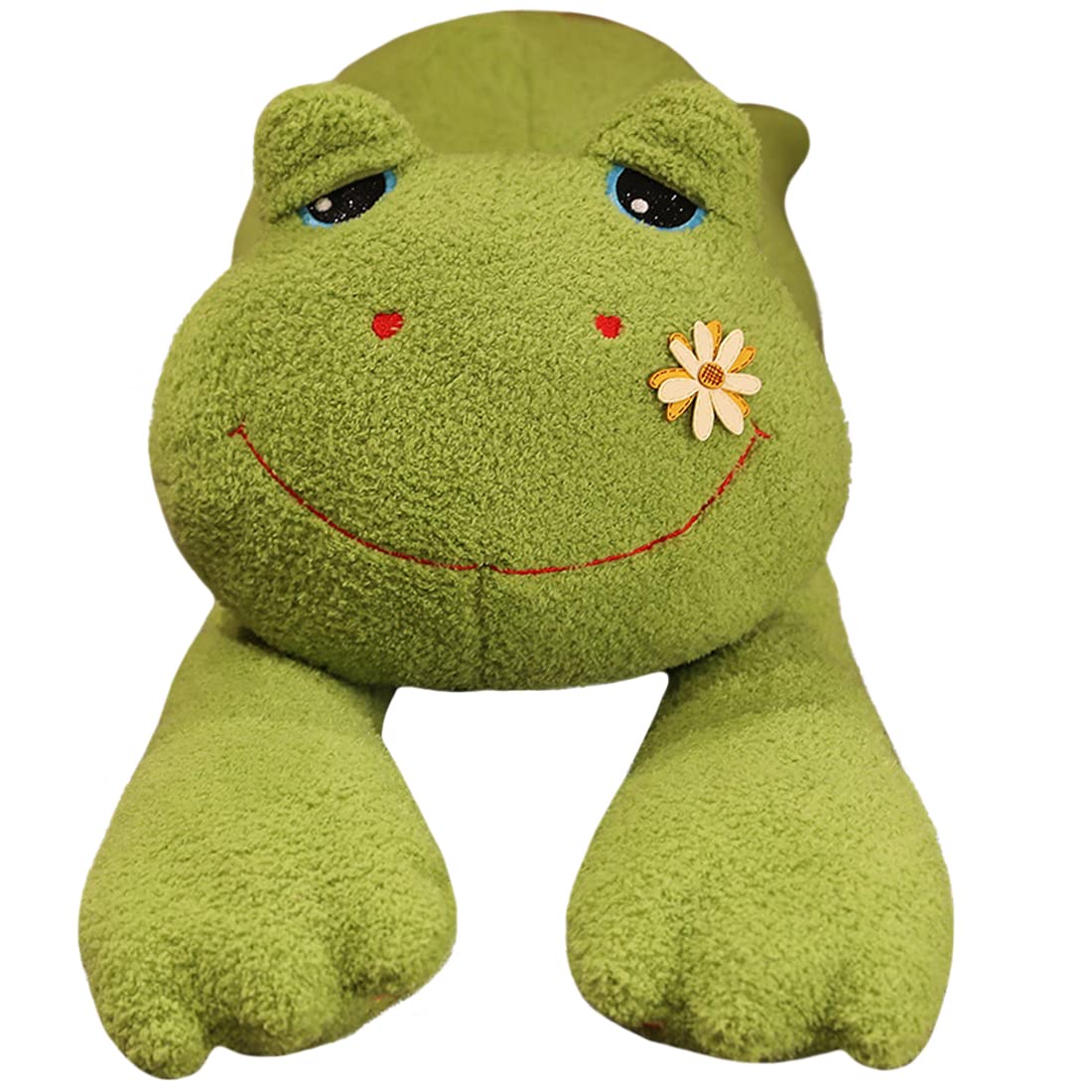 ELAINREN Ultra-Soft Green Frog Plush Sleeping Pillow, Large Lying Frog Stuffed Animals Toy, Realistic Frog Plushie Cushion Decor Gifts/39''