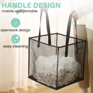 2pcs Folding Mesh Laundry Hampers, Breathable & Easy to Clean, Large Storage Capacity for Laundry, toys, groceries etc.. Black, L