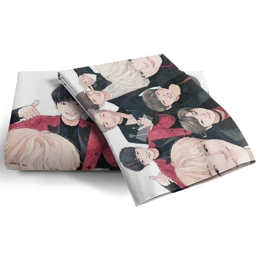 MattUi K-Pop Idol 3D Printed Bedding Set, Kids Youth Duvet Cover Set, Microfiber for Girls and Boys, Comes with 2 Pillowcases (10,Full 79x90in + 20x30in)