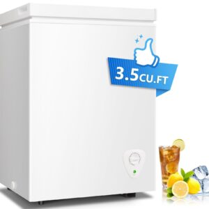 Chest Freezer, 3.5 Cu Ft Compact Deep Freezer With Fast Cooling & Convenient Pulley, Perfect for Kitchen Parlor, Small Freezer With Low Noise & Energy Saving, White