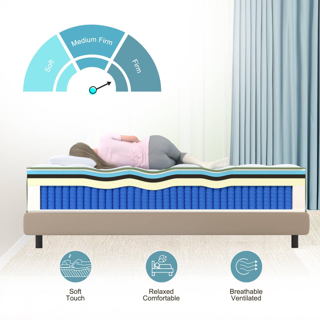 pareler bear Twin Mattress for Kids, 8" Edge Hardening to Prevent Slipping, Hybrid Mattress, Pocket Innerspring for Motion Isolation, Breathable Cover with High Density Memory Foam