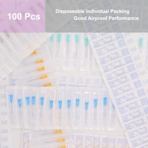 18G 1.5 Inch Luer Lock Needle, Industrial Dispensing Accessories, Individually Wrapped, Pack of 100, Lab Tools, Suitable for Refilling Liquid, Inks