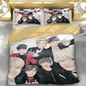 MattUi K-Pop Idol 3D Printed Bedding Set, Kids Youth Duvet Cover Set, Microfiber for Girls and Boys, Comes with 2 Pillowcases (10,Full 79x90in + 20x30in)