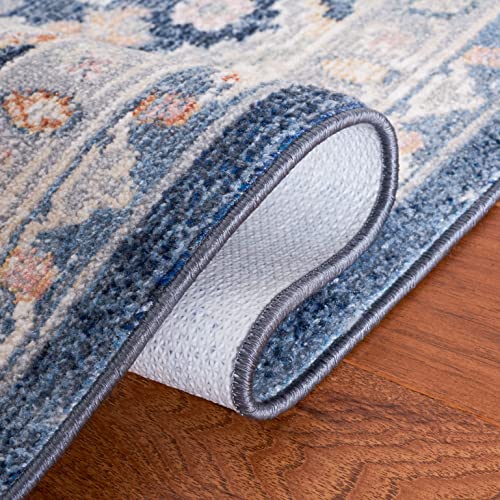 SAFAVIEH Blair Washable Collection Runner Rug - 8' Runner, Grey & Navy, Contemporary Design, Washable & Slip Resistant, Ideal for High Traffic Areas in Hallway, Bathroom & Kitchen (BLR220F-28)