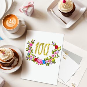 CNLITIHEKA 100th Birthday Card Pop Up 100th Birthday Cards Happy 100th Birthday Card 3D Flower Birthday Greeting Cards for Men Women Husband Wife Mom Dad Grandma Grandpa Friends.