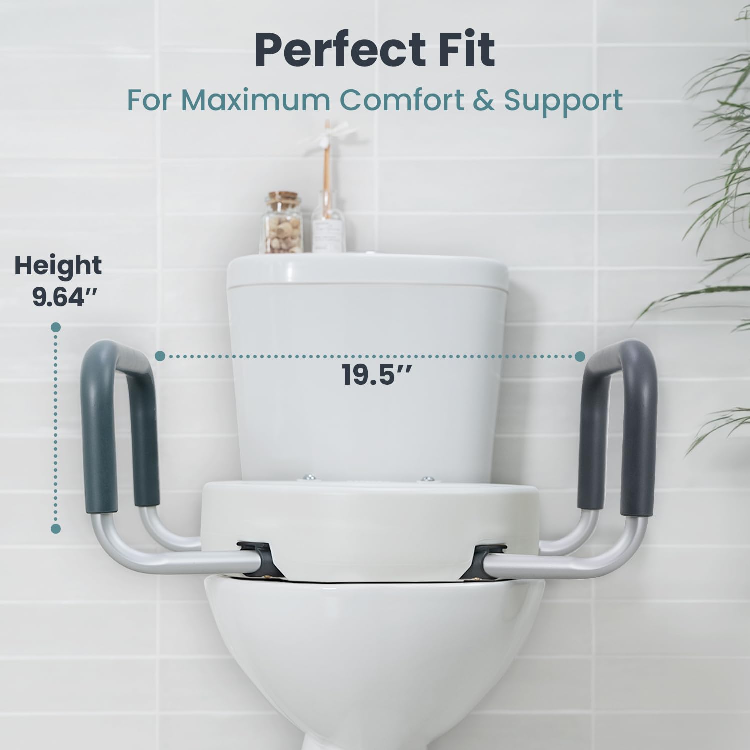 PELEGON Raised Toilet Seat With Handles (300lb) Toilet Seat Risers for Seniors, Raised Toilet Seat for Handicap Toilet Seat For Elderly & Disabled - Elongated Seat