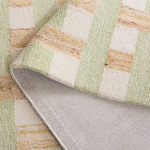 SAFAVIEH Genre Collection Runner Rug - 8' Runner, Green & Ivory, Mid-Century Modern Design, Ideal for High Traffic Areas in Hallway, Bathroom & Kitchen (GRE301Y-28)