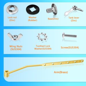 Boltigen Toilet Handle Replacement Kit, Front Mount Flush Handle for Toilet Tank, White Toilet Lever Replacement with Stainless Steel Flapper Chains, for Universal Toilets Flush Repair