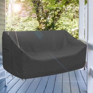 YHINGG Porch Swing Cover 56Inch Waterproof 600D Oxford Hanging Outdoor Swing Cover Garden Hammock Cover Patio Furniture Covers (Black, 56x28x(32-24) Inch)