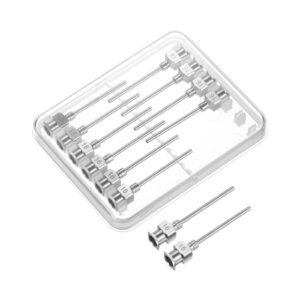 HARFINGTON 12pcs 16Gauge Stainless Steel Dispensing Needles, 1" All Metal Glue Needle Tube Blunt Tips Luer Lock for Thick Liquids, Ink, Glue, Lab Use