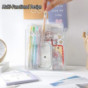 Hileapx 2pcs Clear Sticker Organizer, PVC Visible Portable Multi Organizer Pouch For Washi Tape,Sticker, Travel Small Object Planner Pouch(No stickers)