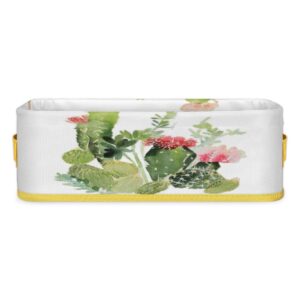 watercolors cactus toilet tank baskets foldable bathroom storage basket - durable, multi-purpose organizer for kitchen, living room, and closet ()