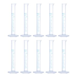 uxcell plastic graduated cylinder, 10ml measuring cylinder, test tube beakers, 2-sided metric marking, clear hex base for lab home 10pcs