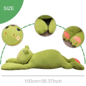 ELAINREN Ultra-Soft Green Frog Plush Sleeping Pillow, Large Lying Frog Stuffed Animals Toy, Realistic Frog Plushie Cushion Decor Gifts/39''