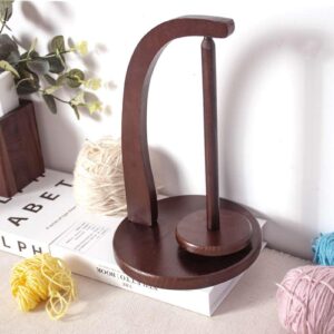 ulafbwur Magnetic Pendulum Wooden Yarn Holder for Crocheting, Attachments Smooth Rotation Sturdy Design Spinning Wheel Storage Rack Brown