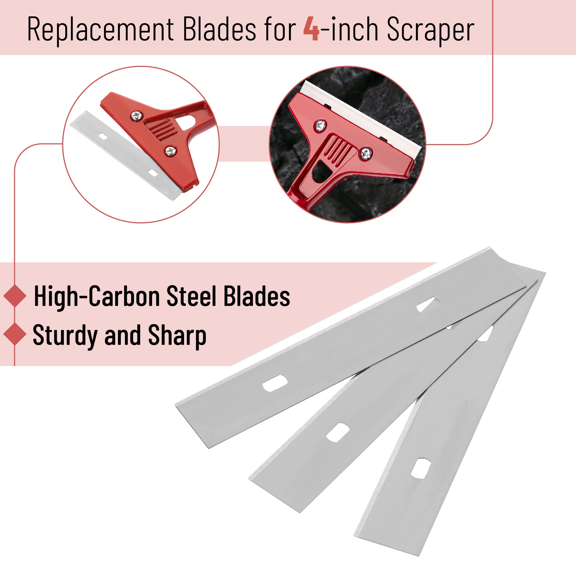 Bates- Replacement Scraper Blades, 4 Inch, 100 pcs, Scraper Blades, Floor Scrapper Blade, Replacement Razor Blades, Carbon Steel Razor Blades, Paint Scraper Blades, 4 Inch Scraper Blades