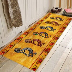 Southwestern Long Runner Rug for Hallway,Southwest Native American Kokopelli Ethnic,Rustic Rectangular Area Rug Non-Slip Floor Carpet for Bedroom Indoor Doormat Entrance Door Mat Washable Kitchen Rugs