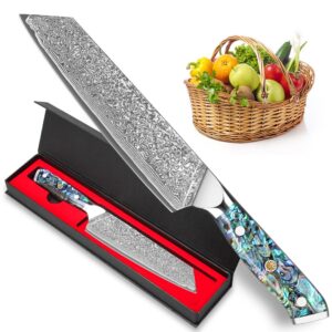 KEENZO Damascus Kiritsuke Knife 8 inch, Professional Chef Knife, Sharp Hand-Forged Kitchen Knives,Japanese 67-Layers Damascus Steel Butcher Knife,Ergonomic Handle with Gift Box