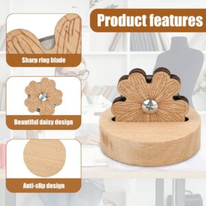 Daisy Thread Cutter, Tabletop Blade Saver Yarn Cutter with Anti-Slip Stand Wooden Rotary Thread Cutting Tool Sewing Seam Supplies Quilting Notions