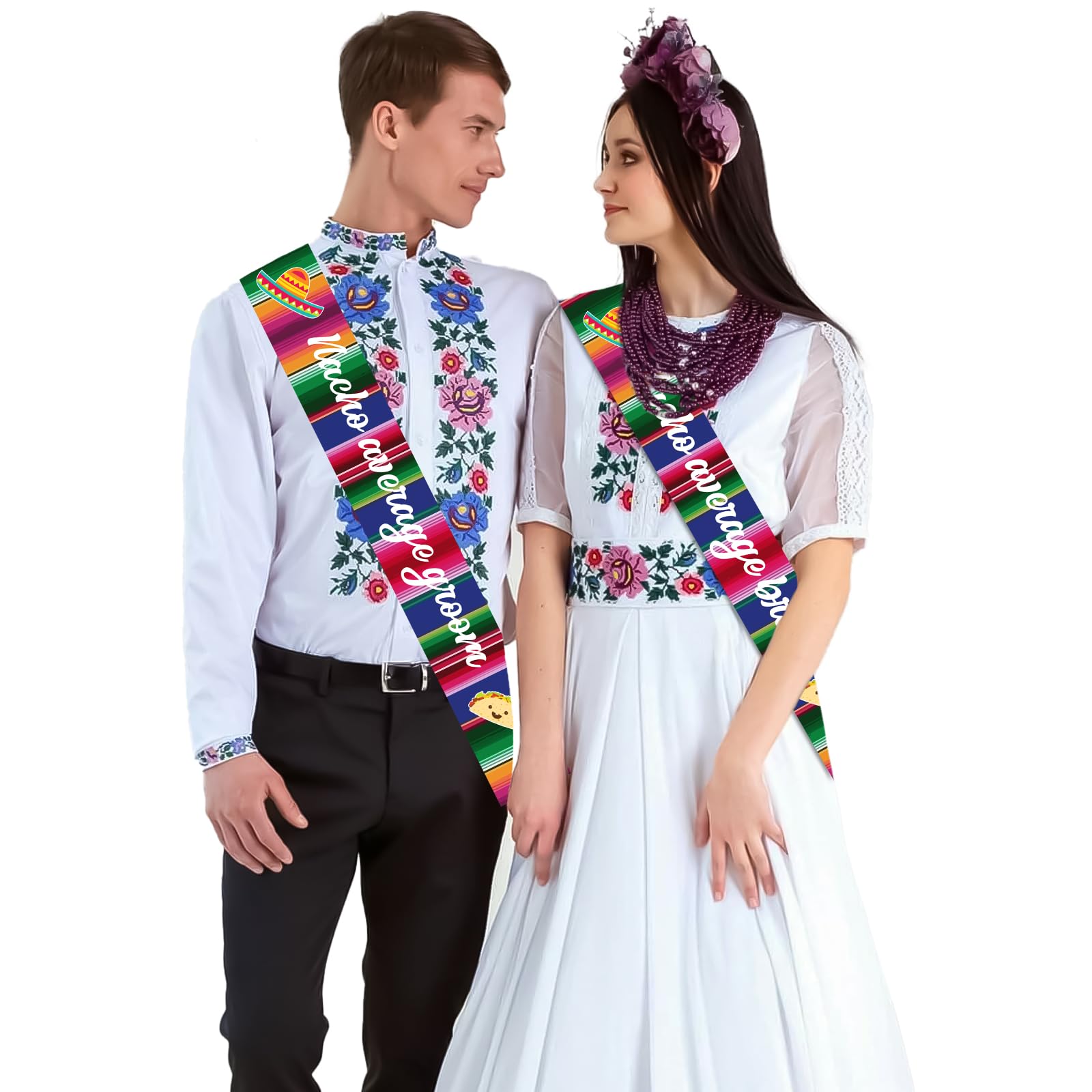 Balterever Nacho Average Bridal Shower Decorations Fiesta Themed Bride and Groom Sash Set Fiesta Bachelorette Sashes Mexican Bachelorette Party Decorations for Wedding Bride Shower Party