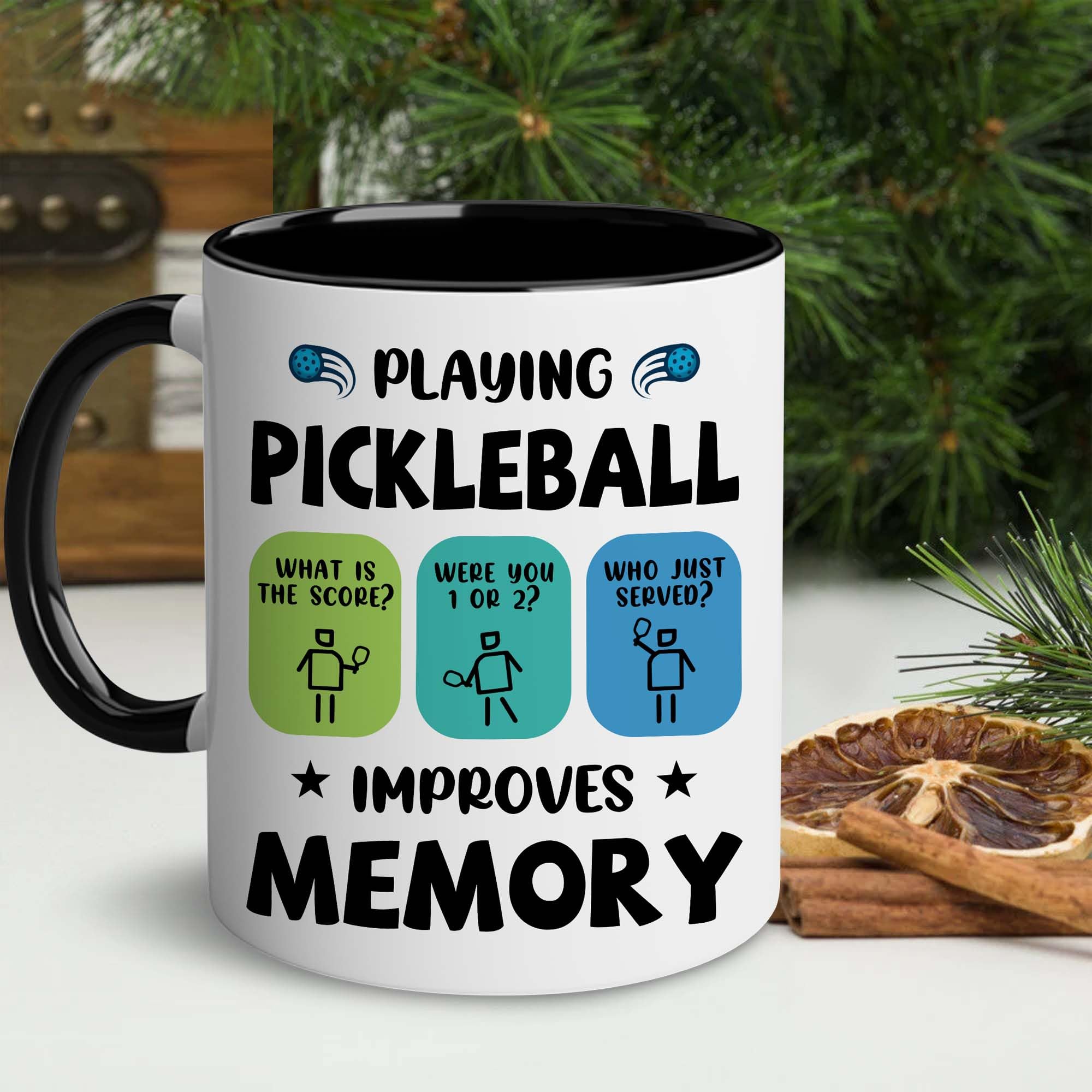 CAYVUSUA Pickleball Gifts - Pickleball Mug - Playing Pickleball Improves Memory Pickleball Ceramic Mug 11 OZ - Pickleball Gifts For Men, Women, Pickleball Lover - Christmas Sport Day Birthday Gifts