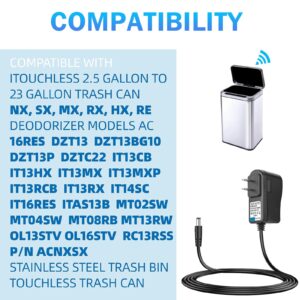 Ousaly AC 6V Trash Can Power Supply Adapter Compatible with Touchless Trash Can Parts, 13 Gallon Trash Can,for iTouchless Automatic Sensor Trash Cans 2.5 to 23 Gallon, 6.5Ft Long Power Cord Supply