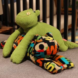 ELAINREN Ultra-Soft Green Frog Plush Sleeping Pillow, Large Lying Frog Stuffed Animals Toy, Realistic Frog Plushie Cushion Decor Gifts/39''