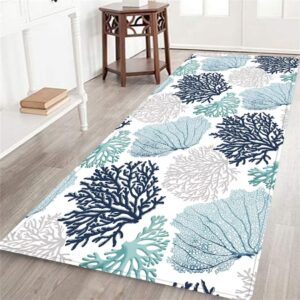 coastal runner rug for hallway 2x6 beach ocean themed throw rug teal blue area rug nautical hallway rugs non-slip floor carpet for bedroom laundry room doormat entrance door mat washable kitchen rugs