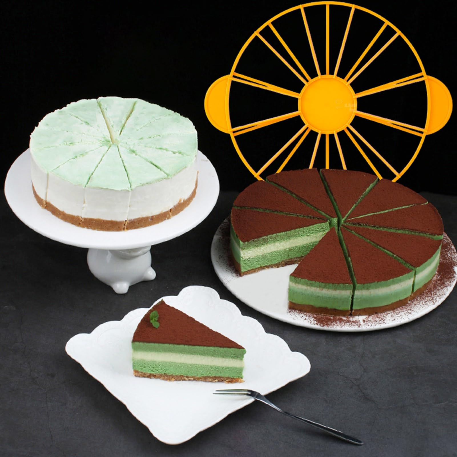 Cake Divider Cake Divider 10/12 Slices Manual Ergonomic Handle Double Sided Labor-saving Uniform Cut Food Grade Round Bread Cake Equal Portion Cake Piece Slicer