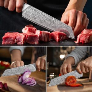 KEENZO Damascus Kiritsuke Knife 8 inch, Professional Chef Knife, Sharp Hand-Forged Kitchen Knives,Japanese 67-Layers Damascus Steel Butcher Knife,Ergonomic Handle with Gift Box