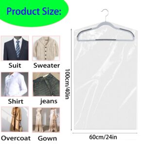 15 Pack (24 x 40 In) Plastic Clear Clothes Covers,Dry Cleaners Bags Hanging Clothing Covers Clear Garment Bags Hanging Dust-proof Clothing Protector Covers for Home Storage Clothing Stores & Travel.