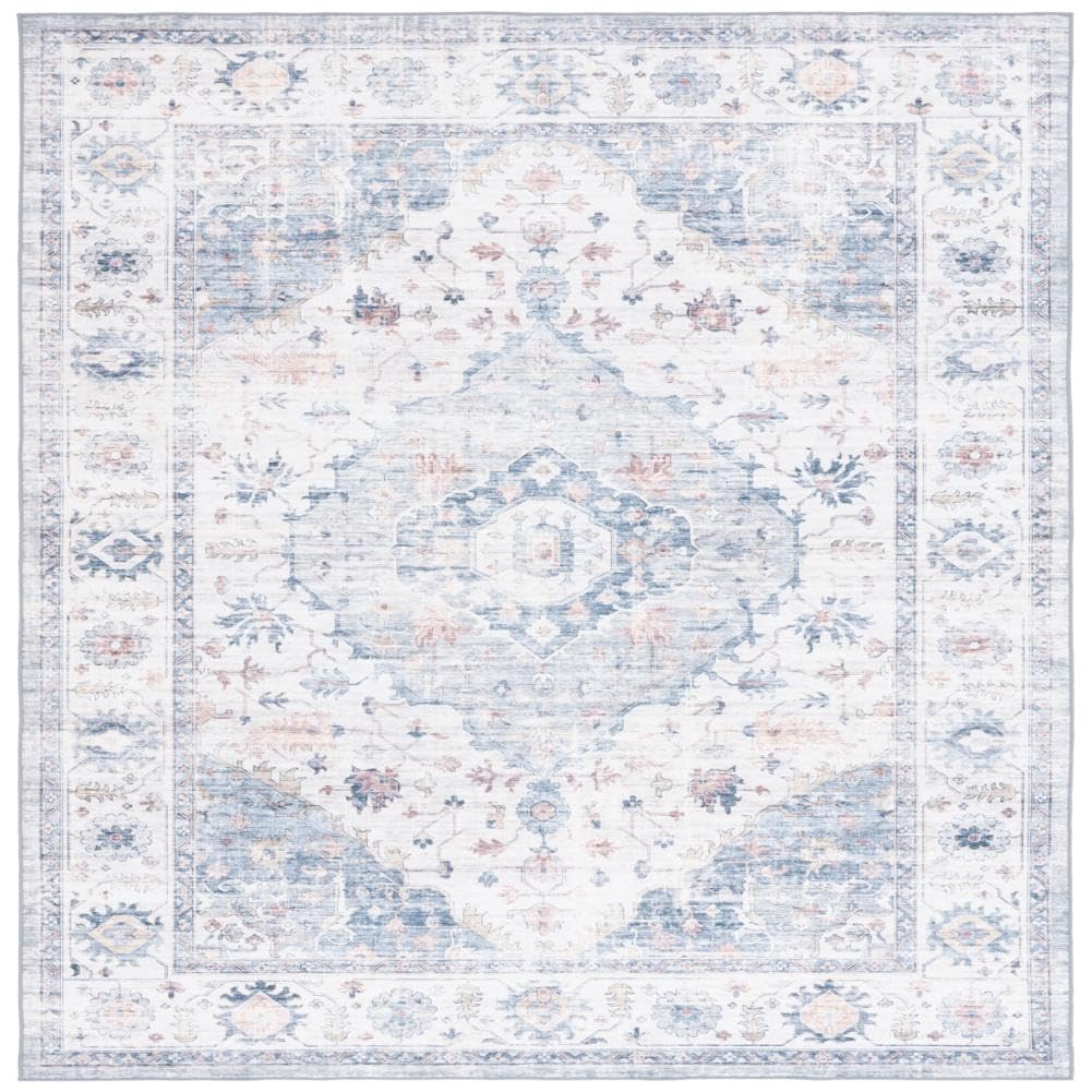 SAFAVIEH Arizona Collection Area Rug - 8' x 10', Light Blue & Ivory, Traditional Design, Washable & Slip Resistant, Ideal for High Traffic Areas in Living Room, Bedroom & Dining Room (ARZ517L-8)