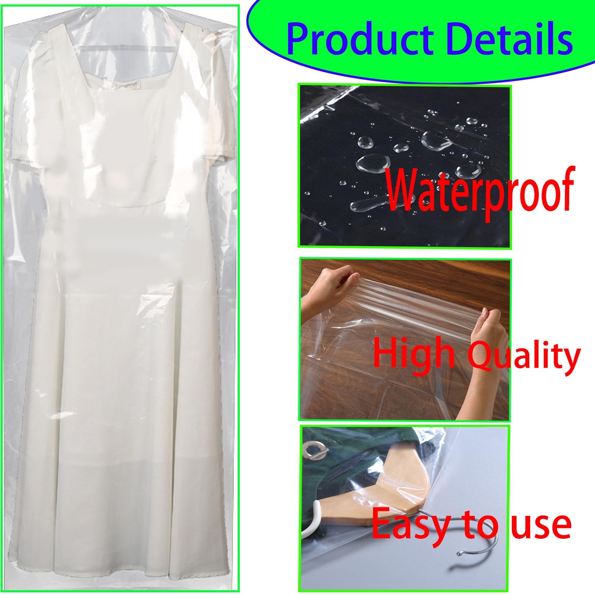 15 Pack (24 x 40 In) Plastic Clear Clothes Covers,Dry Cleaners Bags Hanging Clothing Covers Clear Garment Bags Hanging Dust-proof Clothing Protector Covers for Home Storage Clothing Stores & Travel.