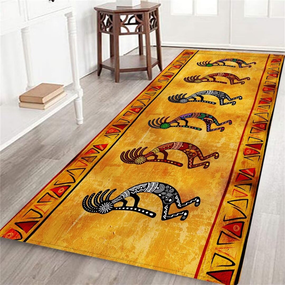 Southwestern Long Runner Rug for Hallway,Southwest Native American Kokopelli Ethnic,Rustic Rectangular Area Rug Non-Slip Floor Carpet for Bedroom Indoor Doormat Entrance Door Mat Washable Kitchen Rugs