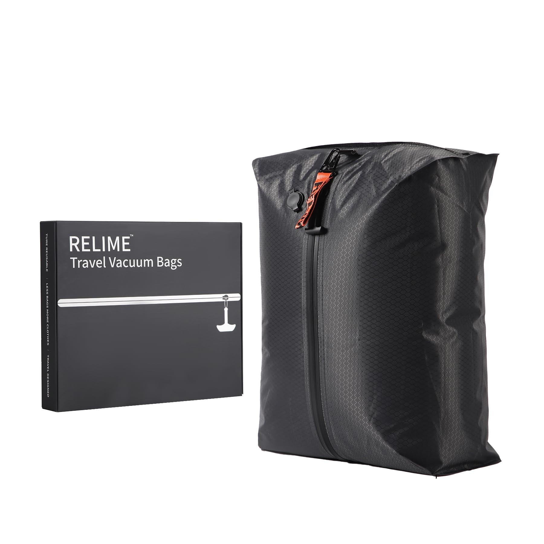 Relime Vacuum Bags for Travel, Revolutionary Reusable Compression Bags for Travel Suitcases and Backpack, Space Saver Bags for Travel (1 PC No Pump)