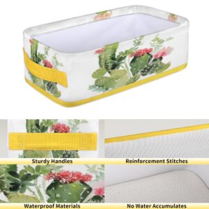 Watercolors Cactus Toilet Tank Baskets Foldable Bathroom Storage Basket - Durable, Multi-Purpose Organizer for Kitchen, Living Room, and Closet ()