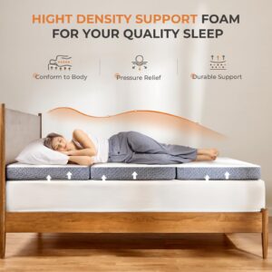 Sweetnight Tri Folding Mattress - 4-inch Foldable Mattress with a Collapsible and Washable Cover | Medium-Firm with Non-Slip Design | Suitable for RV Travel, Camping, Guest（TXL）