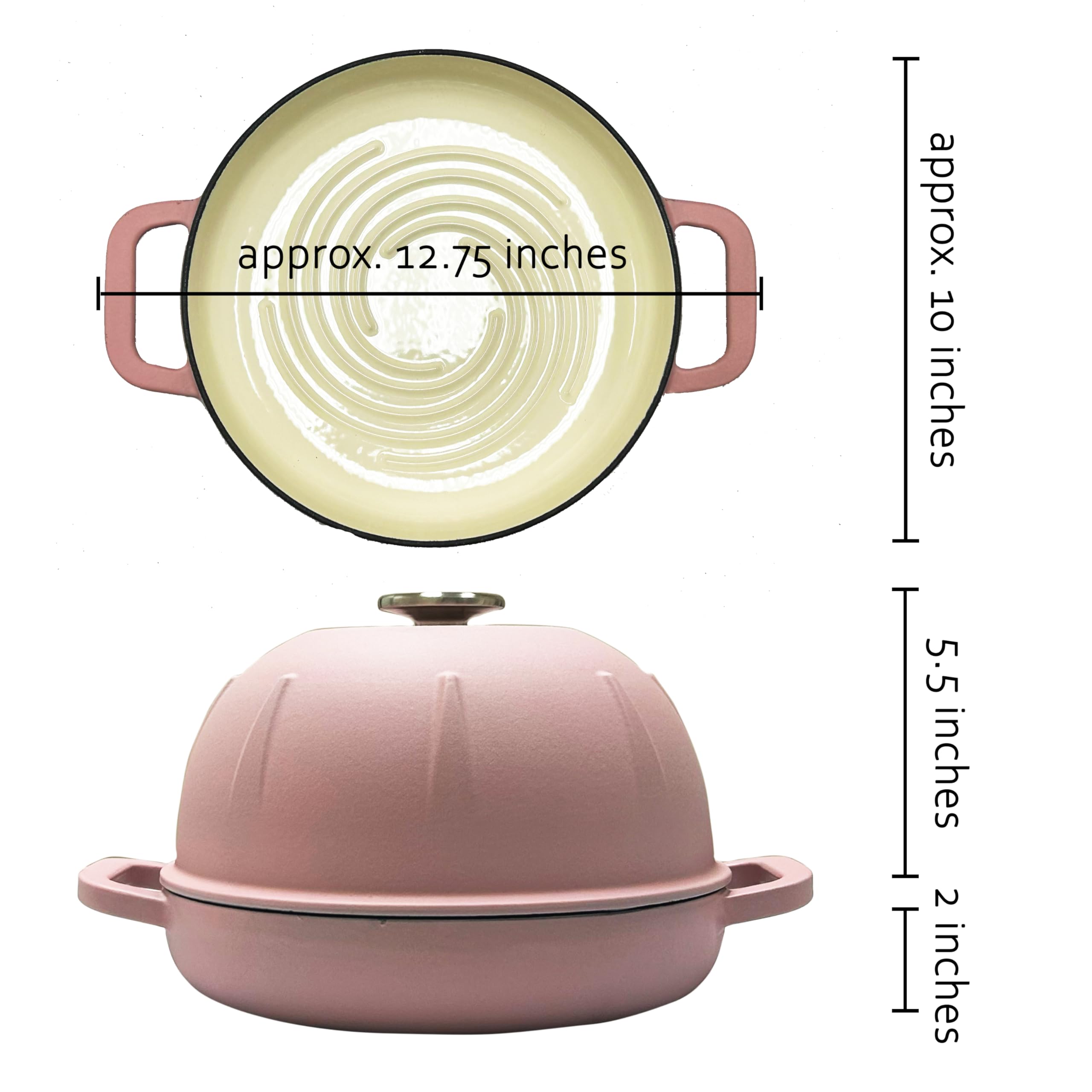 Cuisiland Enameled Cast Iron Round Bread Oven with 10-inch Diameter, 5-Quart Capacity, Handle for Cooking, Baking, Roasting, Stewing, and Braising, Suitable for Stoves, Ovens, and Grills