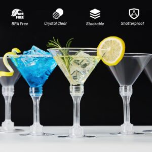 Qeirudu 40 Pack Plastic Martini Glasses, 5 oz Disposable Cocktail Glasses for Party Wine, Margarita, Champagne, Appetizers, Desserts